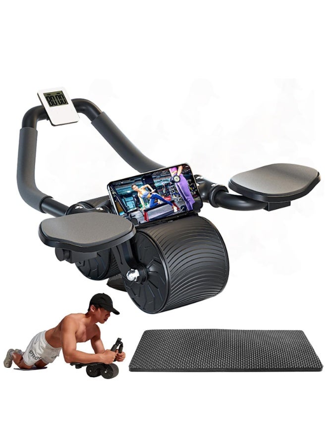 X spring Abdominal Wheel, Ab Roller with Phone Holder, Ab Wheel with Counter and Knee Pad, Ab Automatic Rebound for Abdominal Workout Men and Women (Mat Color Random) - Image 1