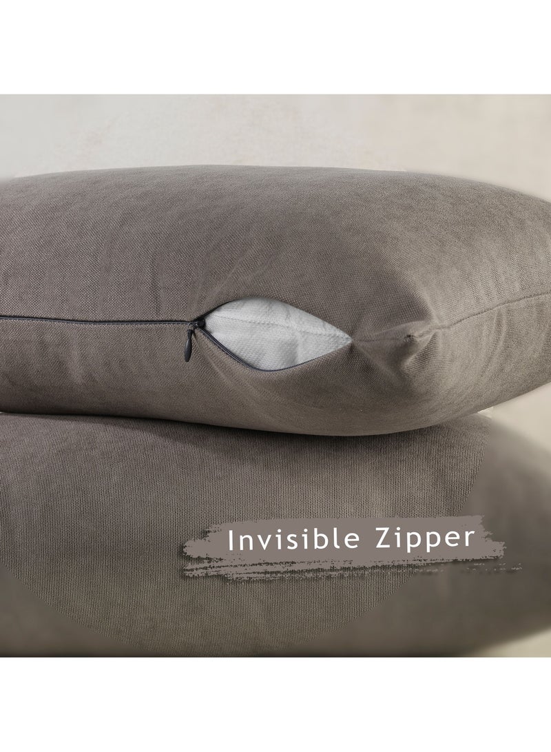 Zeenah Furniture Decorative Solid Color Invisible Zipper Diamond Cushion Cover Velvet Look Throw Pillow Set of 2 Cases for Chair Couch Bedroom & Livingroom Pillowcase - Image 3