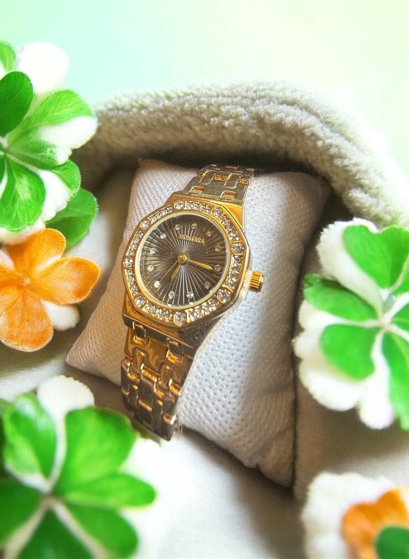 Montera Women's Watch - Gray Embellished Dial with Gold Metal Bracelet - Image 2
