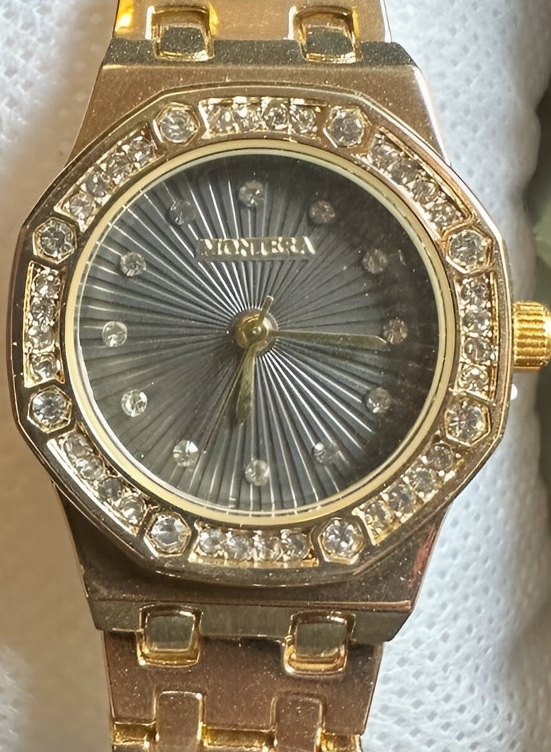 Montera Women's Watch - Gray Embellished Dial with Gold Metal Bracelet - Image 4