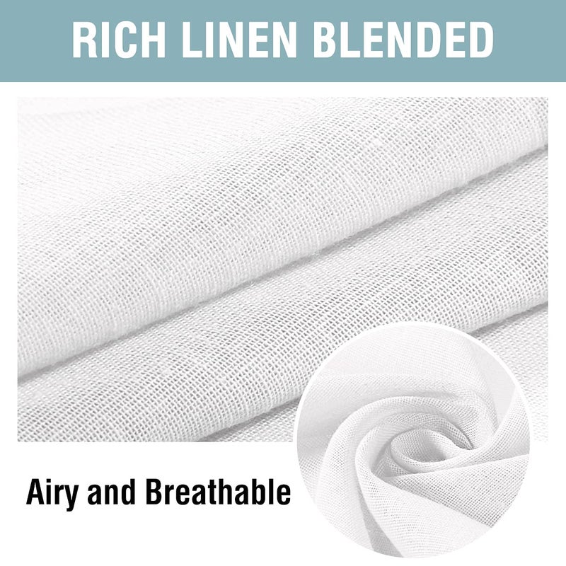 H.VERSAILTEX Outdoor Linen Sheer Curtains for Patio Waterproof - Indoor/Outdoor Divider Privacy Added Light Filtering Porch Decor with Detachable Self-Stick Tab Top for Gazebo/Cabana  White  2 Pieces  W52 x L95 - Image 3