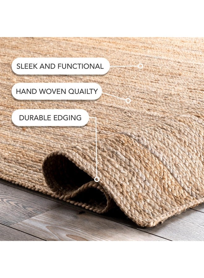 nuLOOM 3x5 Rigo Jute Hand Woven Area Rug, Natural, Solid Farmhouse Design, Natural Fiber, For Bedroom, Living Room, Dining Room, Hallway, Office, Kitchen, Entryway - Image 3