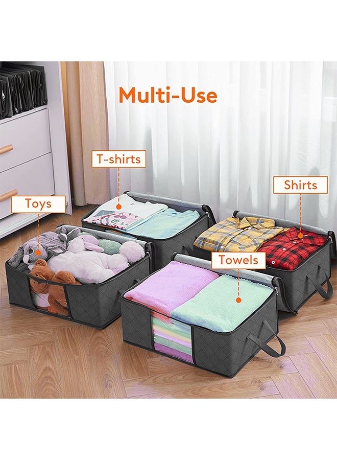 3 Large Size Bags Clothes Storage Organizer Foldable, Durable and Space-Saving with Clear Windows and Handles for Closets, Dorms, Pillows, Bedding, Clothes, Blankets - Image 4
