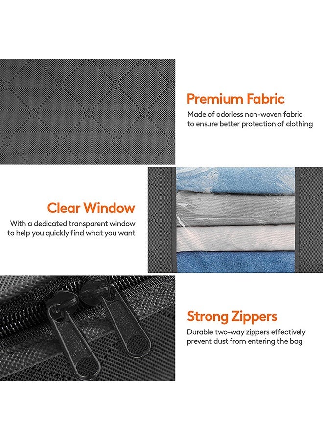 3 Large Size Bags Clothes Storage Organizer Foldable, Durable and Space-Saving with Clear Windows and Handles for Closets, Dorms, Pillows, Bedding, Clothes, Blankets - Image 3