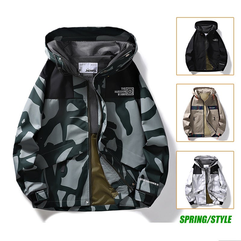 American Style Trendy Charge Clothes Men'S Loose Tooling Hooded Clothes Jacket Overcoat - Image 2
