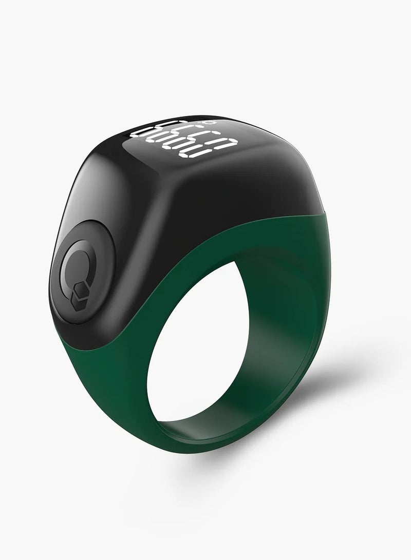 iQIBLA iQIBLA Smart Tasbih zkir Ring Flex Advance with Charging cable -with 3 Sizes 18/20/22. 2025 Smart Ring OLED Display Tasbih Counter 5 Prayer Reminder, 3 Tasbih Reminder, BT Connectivity dark Green  - Image 1