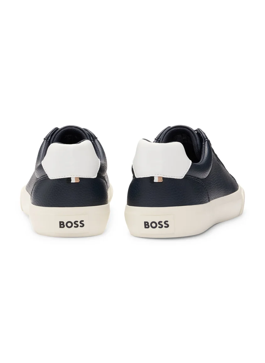 بوس Faux-leather trainers with contrast backtab
