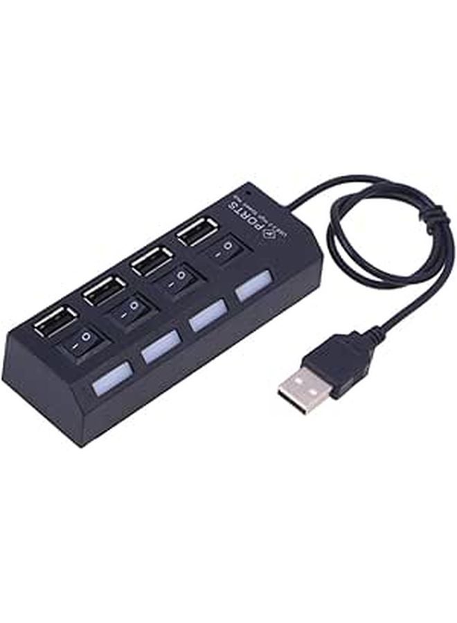 USB 2.0 Hub with Separate Power Switch LED Indicator High Speed Data Expander for Laptop PC Desktop - Image 1