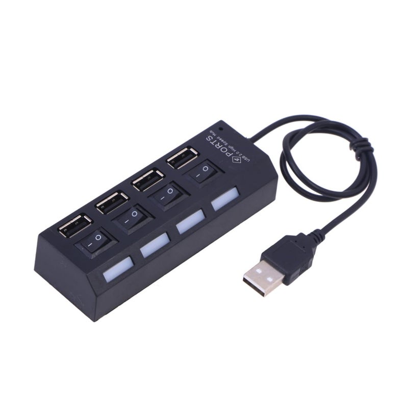 USB 2.0 Hub with Separate Power Switch LED Indicator High Speed Data Expander for Laptop PC Desktop - Image 2