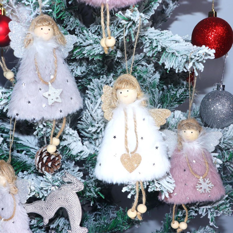 فزبنسركو FZBNSRKO 3 PCS Angel Doll Pendants Christmas Hanging Angel Angel Angel Angel Hanging Ornament Plush Angel Ornaments for Christmas Barty New Wedderio Deditar - Image 5