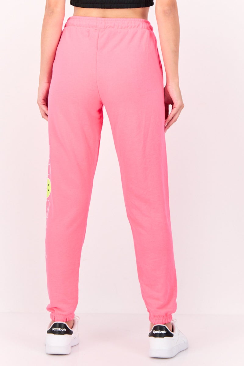 Ellesse x Smiley Women Sportswear Fit Brand Logo outdoor Sweatpants, Neon Pink - Image 3