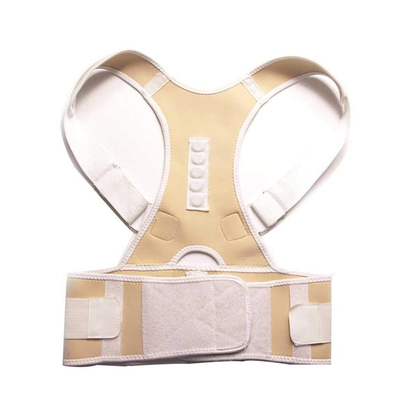 Adjustable Magnetic Posture Corrector Back Brace Lumbar Support Belt Nude Small S - Image 1