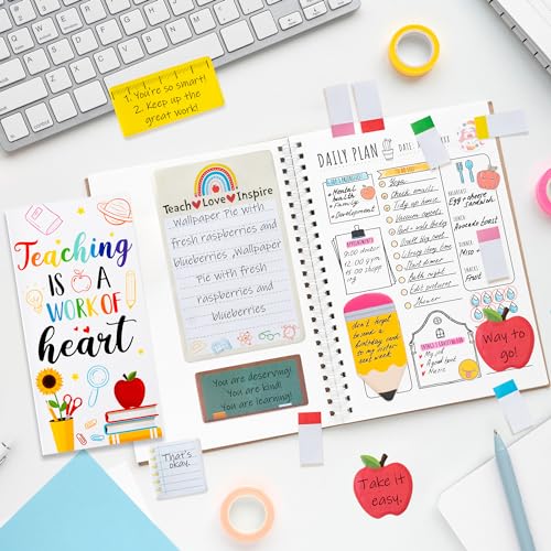 Xqumoi 2 Pack Teaching is A Work of Heart Sticky Notes Set - Ruler Blackboard Pencil Apple Self-Stick Note Pads Teacher Appreciation Gift Writing Memo Pads Page Marker Back to School Office Supplies - Image 4