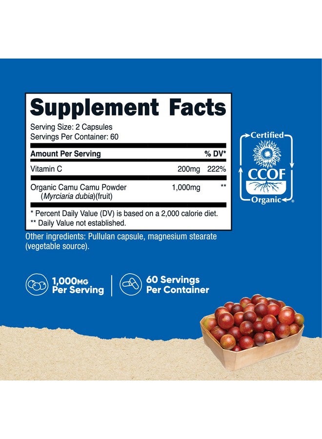 Nutricost Nutricost Camu Camu 1000mg, 120 Capsule - CCOF Certified Made with Organic, Non-GMO and Gluten Free  - Image 2