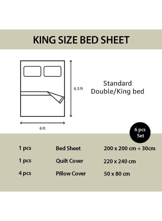 دريمزون طقم مفرش سرير مبطن مقاس "كينغ" (King Size) مكون من 6 قطع باللون الرمادي، يشمل أغطية الوسائد. - Image 2