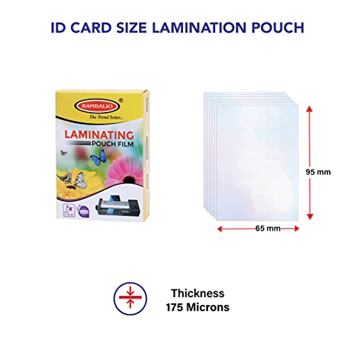 Bambalio Professional Thermal Laminating Pouch 65 X 95 mm Id Card Size - 175 Microns /100 Sheets LAM-675 - Image 4