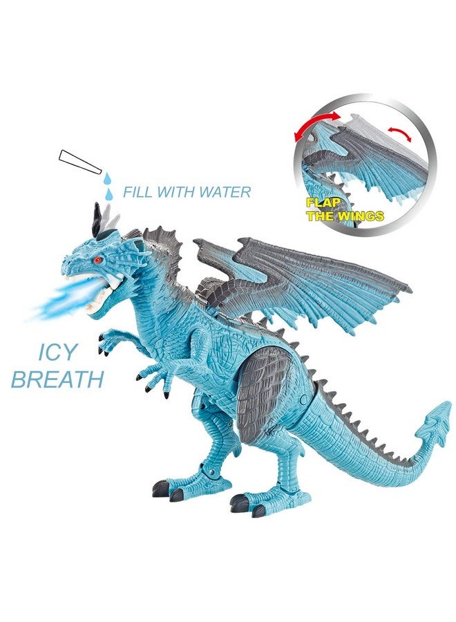 Liberty imports Liberty Imports Remote Control RC Dragon Toy - LED Light Up Walking, Roaring and Spraying Smoke, Shaking Head, Light Up Eyes and Sounds (Ice Dragon With Smoke)  - Image 4