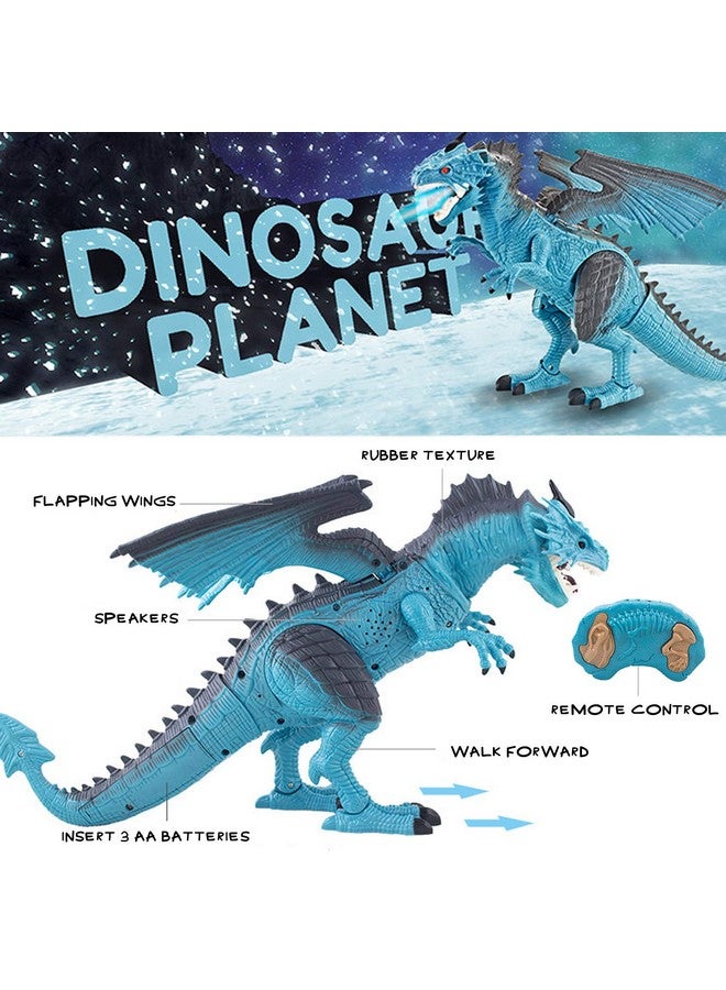 Liberty imports Liberty Imports Remote Control RC Dragon Toy - LED Light Up Walking, Roaring and Spraying Smoke, Shaking Head, Light Up Eyes and Sounds (Ice Dragon With Smoke)  - Image 3