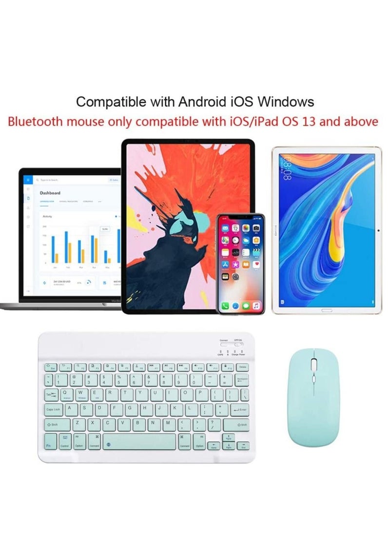 Generic - Rechargeable Bluetooth Keyboard and Mouse Combo Ultra-Slim Portable Compact Wireless Mouse Keyboard Set for Android Windows Tablet Cell Phone iPhone iPad Pro Air Mini, iPad OS/iOS 13 and above (Green) - Image 1