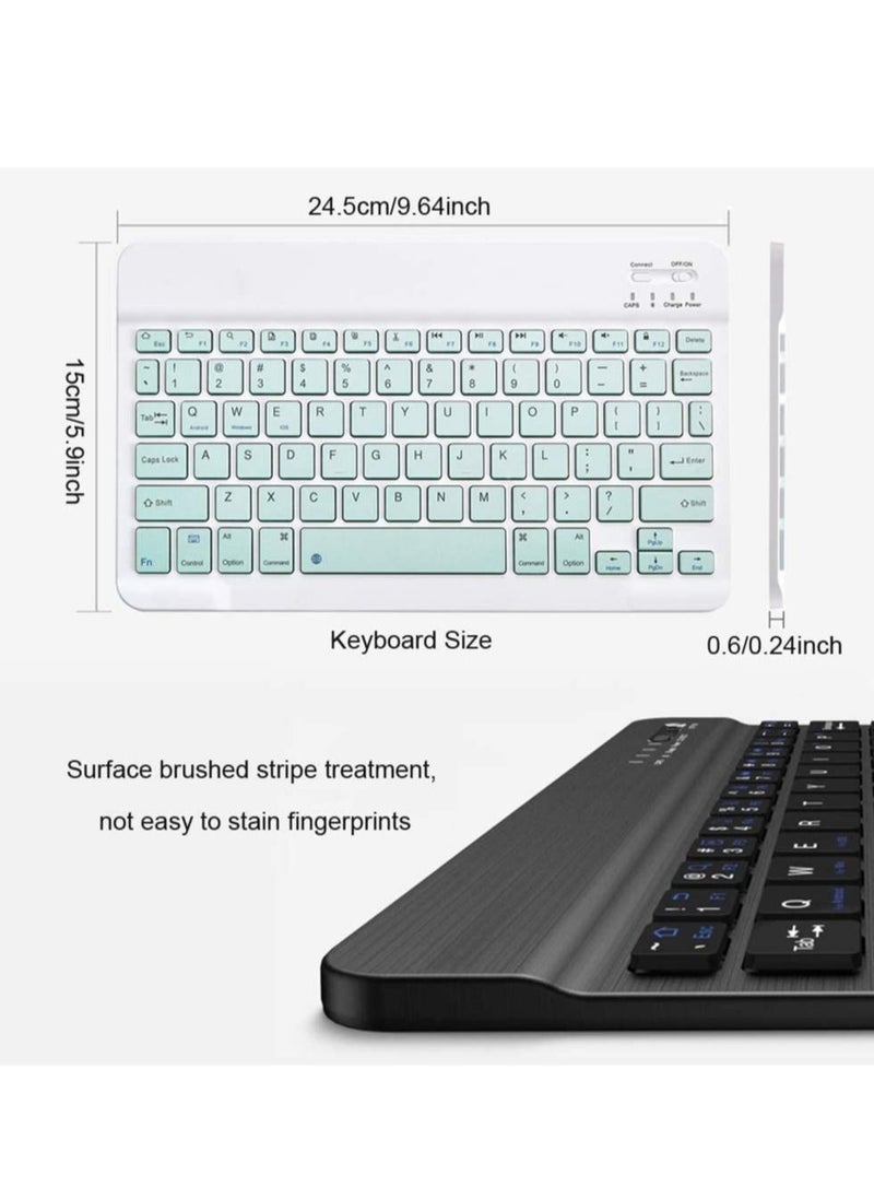 Generic - Rechargeable Bluetooth Keyboard and Mouse Combo Ultra-Slim Portable Compact Wireless Mouse Keyboard Set for Android Windows Tablet Cell Phone iPhone iPad Pro Air Mini, iPad OS/iOS 13 and above (Green) - Image 1