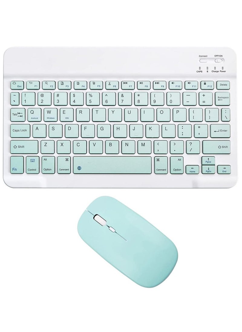 Generic - Rechargeable Bluetooth Keyboard and Mouse Combo Ultra-Slim Portable Compact Wireless Mouse Keyboard Set for Android Windows Tablet Cell Phone iPhone iPad Pro Air Mini, iPad OS/iOS 13 and above (Green) - Image 1