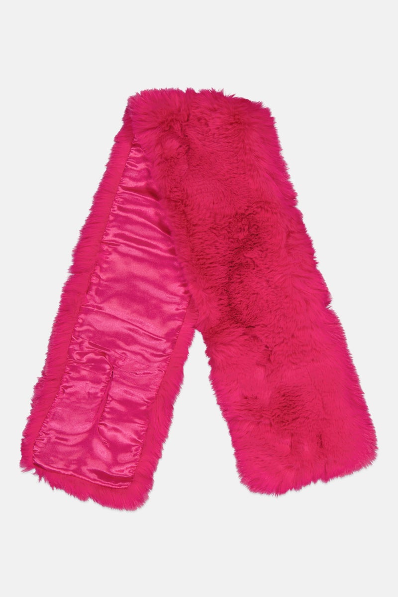 ADRIENNE VITTADINI Women Faux Fur Scarves 115 x 20 cm, Fuchsia  - Image 1
