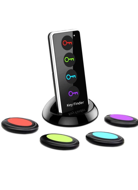Key Finder, Reyke 85dB+ RF Item Locator Tags with 40m. Working Range, Wireless Remote Finder Key Finder Locator for Finding Wallet Key Phone Glasses Pet Tracker, 1 RF Transmitter & 4 Receivers