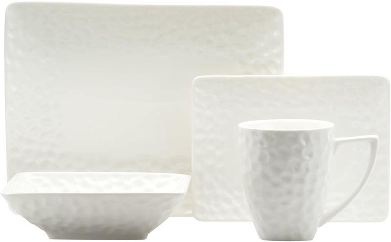 Red Vanilla Marble 16Piece Rectangular Dinnerware Set - Image 1