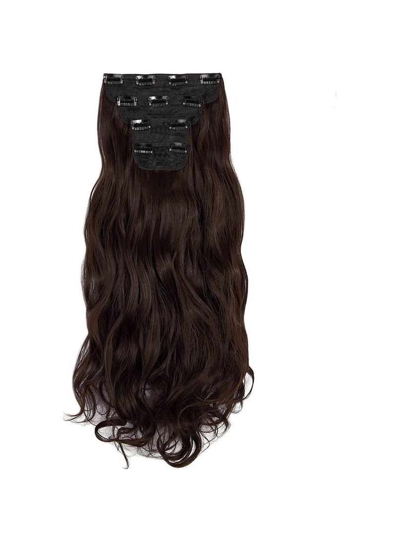 Estelle Clip in Hair Extensions 4Pcs 11Clips Curly Wavy Thick Full Head Double Weft Clip on Synthetic Hair Extension Wavy Hairpieces for Women Medium Brown Curly - Image 3