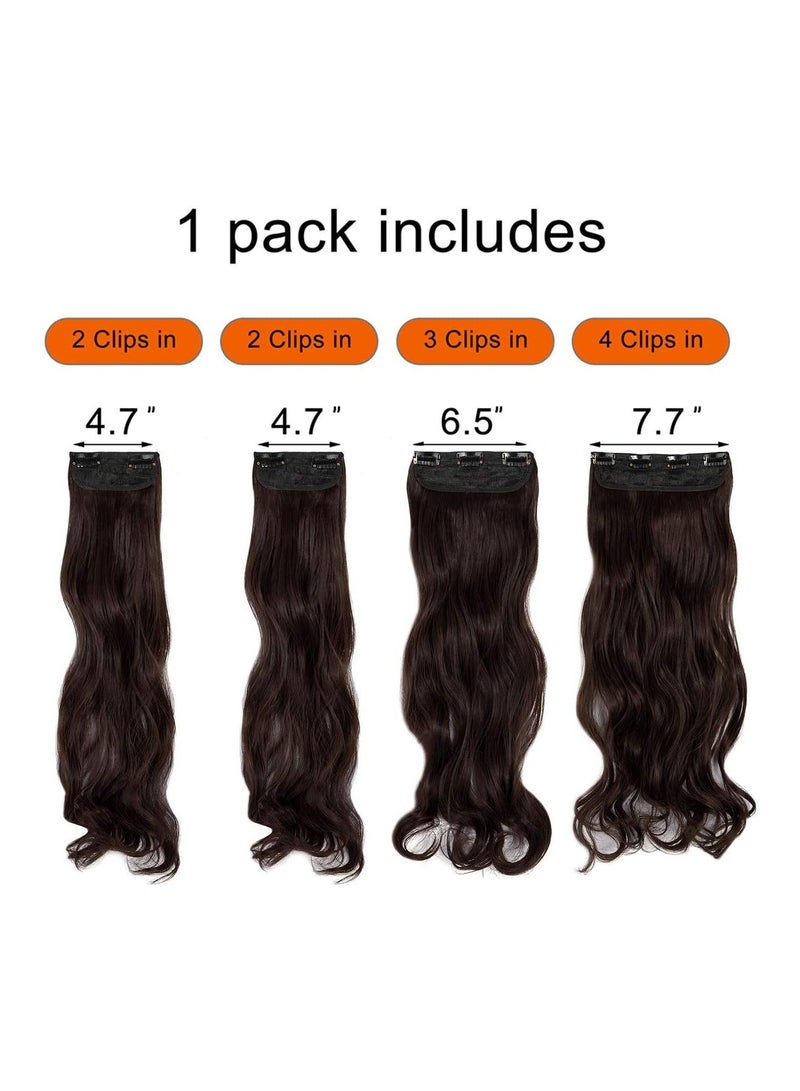 Estelle Clip in Hair Extensions 4Pcs 11Clips Curly Wavy Thick Full Head Double Weft Clip on Synthetic Hair Extension Wavy Hairpieces for Women Medium Brown Curly - Image 5