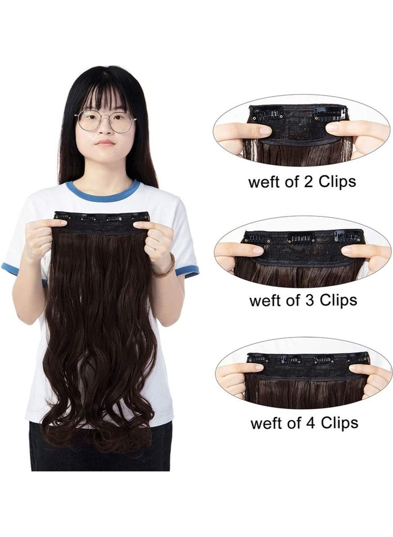 Estelle Clip in Hair Extensions 4Pcs 11Clips Curly Wavy Thick Full Head Double Weft Clip on Synthetic Hair Extension Wavy Hairpieces for Women Medium Brown Curly - Image 4