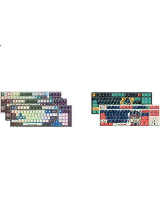 A4TECH A4Tech Rk90S 98-Key Wired/Wireless/Bluetooth Tri-Mode Customizable Mechanical Keyboard Hot-Swappable For Gaming, Pubg, Cs, Waifu, Cf, E-Sports Blood Hands Phantom Pixel Battle Red - Image 1