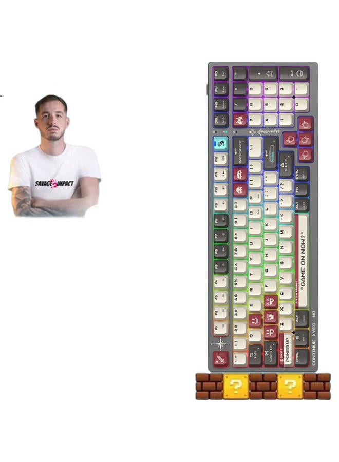 A4TECH A4Tech Rk90S 98-Key Wired/Wireless/Bluetooth Tri-Mode Customizable Mechanical Keyboard Hot-Swappable For Gaming, Pubg, Cs, Waifu, Cf, E-Sports Blood Hands Phantom Pixel Battle Red - Image 3