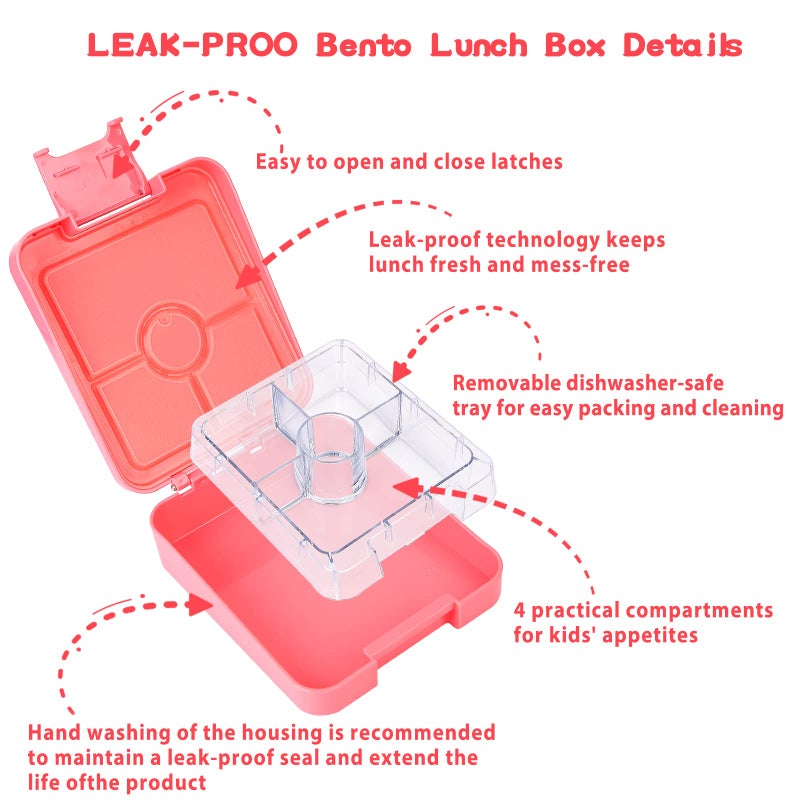 Howeemo Bento Lunch Box Set For Kids With 10Oz Soup Thermo  Leak-Proof Lunch Containers With 4 Compartment  Kids Thermo Hot Food Jar And Insulated Lunch Bag For Kid To School Bpa-Free(Mermaid) - Image 5