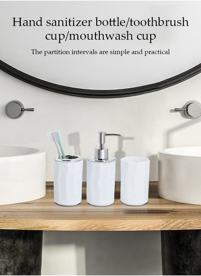 DUNISO 7 Pieces of Bathroom Accessories Set, Household Toiletries Set, Bathroom Storage Set,Sturdy and Durable， with Hand Sanitizer Bottle, Toothbrush Cup, Mouthwash Cup, Soap Box, Toilet Brush, Trash Can, Cotton Swab Box,Suitable for Family and Travel Use  - Image 5