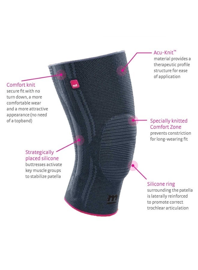 ميدي دعامة ركبة جينوميدي مع حلقة سيليكون على الرضفة – دعامة ركبة لعدم استقرار الركبة الطفيف، التهاب المفاصل، ومتلازمة ألم الرضفة الفخذية، كم ضاغط للركبة للرجال والنساء - Image 2