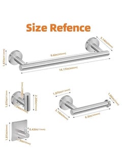 HOOKOR 5-Pieces Bathroom Hardware Set 304 Stainless Steel Round Wall Mounted - Includes 15.74 Hand Towel Bar, Toilet Paper Holder, 3 Robe Towel Hooks,Bathroom Accessories Kit, Sliver (84-01)  - Image 3