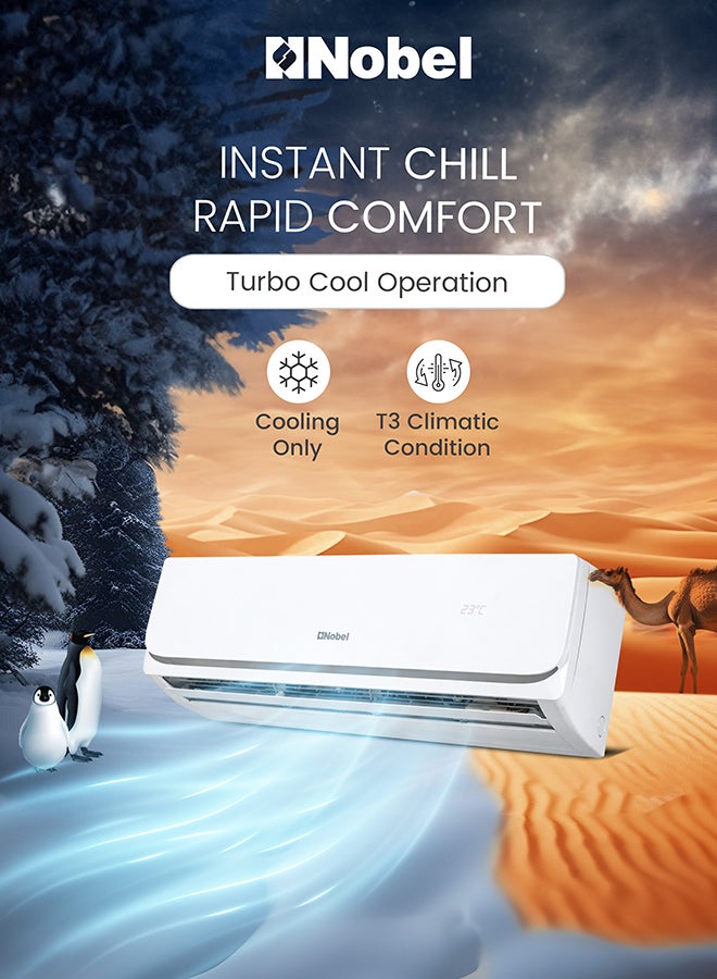 Nobel 2 Ton Split Air Conditioner Piston AC, T3 Climate, Turbo Compressor, Smart Functions – (1 Year Warranty) 2950 W NSAC24PX White - Image 3