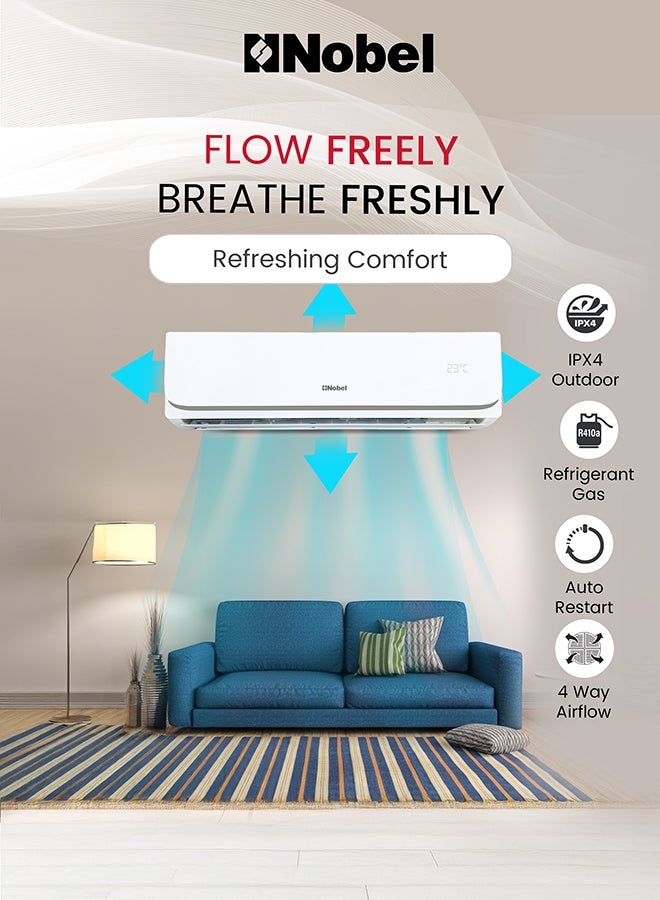 Nobel 2 Ton Split Air Conditioner Piston AC, T3 Climate, Turbo Compressor, Smart Functions – (1 Year Warranty) 2950 W NSAC24PX White - Image 5