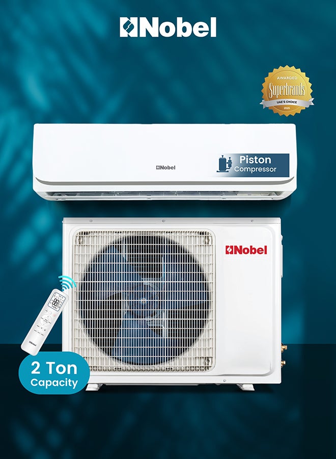 Nobel 2 Ton Split Air Conditioner Piston AC, T3 Climate, Turbo Compressor, Smart Functions – (1 Year Warranty) 2950 W NSAC24PX White - Image 1