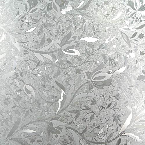 WISDOM Window Glass Decorative Frosted Film Heat Control Self Adhesive Window Frosted Film (16" x 50, Glass Flower) - Image 1