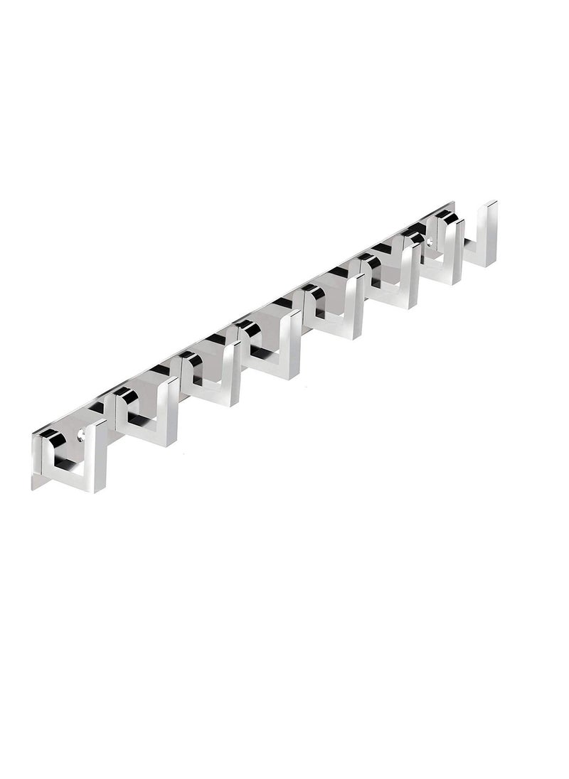 Goldfinch Stainless Steel Classic 8 Pin Cloth Hanger Door Wall Hooks Rail for Hanging Clothes Towel Hook Set Bathroom Cloth Hanger Robe Wall Door Hooks Rail for Hanging KeysClothesTowel Steel Hook Pack Of 1  - Image 1