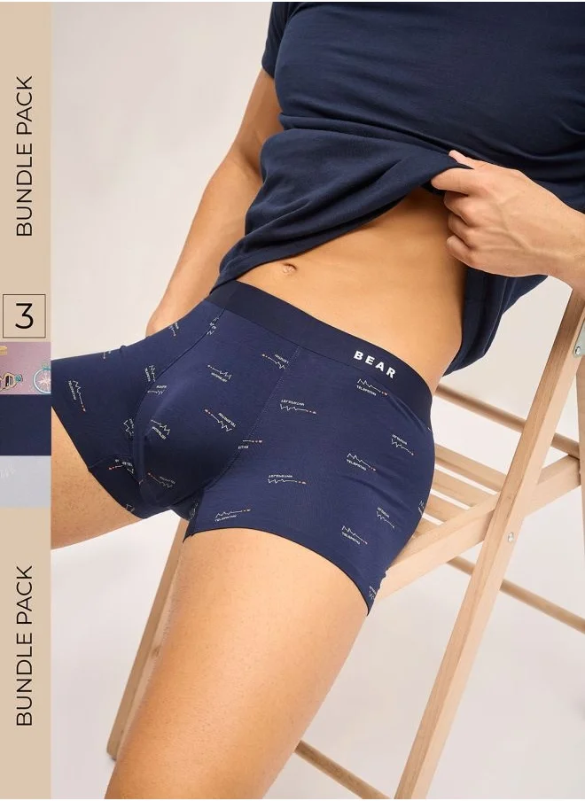 ذا بير هاوس Men’s Boxers (Pack of 3) – Soft Modal Underwear with Stretchable Waistband, Breathable Fabric for Maximum Comfort and Long-Lasting Wear