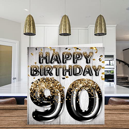 Stuff4 90th Birthday Card for Men - Black & Gold Glitter Balloons - Happy Birthday Cards for 90 Year Old Man Dad Papa Pop Pops Great Grandpa Gran, 5.7 x 5.7 Inch Ninety Ninetieth Greeting Cards Gift - Image 3