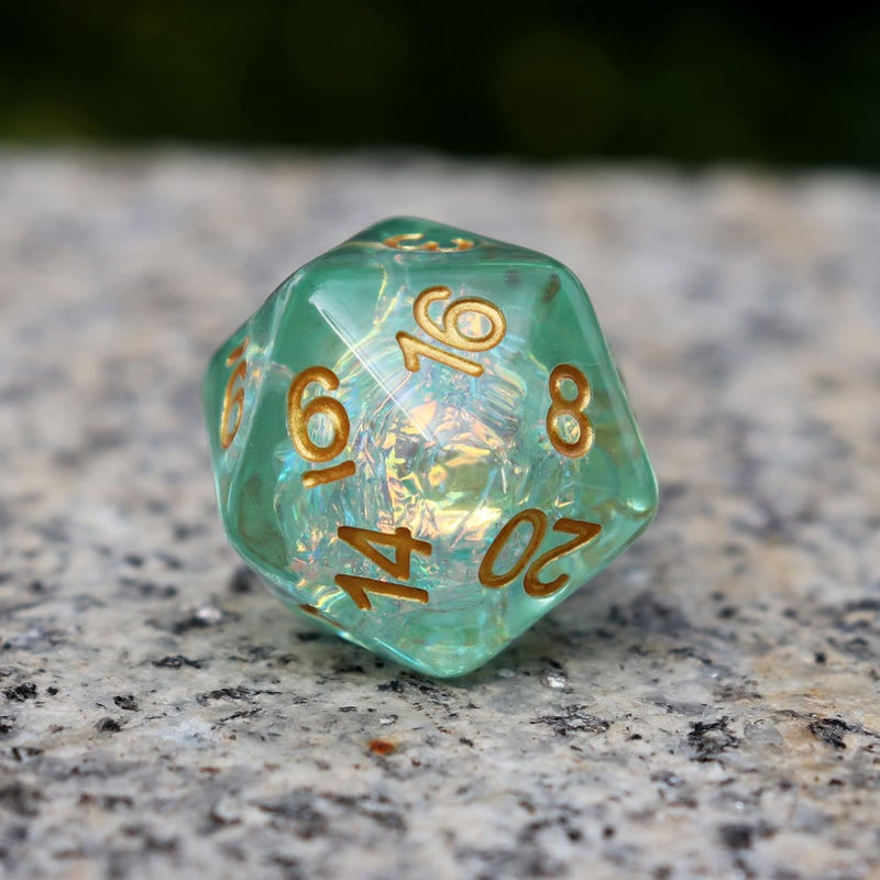 Haxtec Light Green DND Dice Set 7PCS Filled Resin Polyhedral D&D Dice W/Iridescent Mylar Inclusion for Roleplaying Games Compatible with Dungeons and Dragons Gift - Image 5