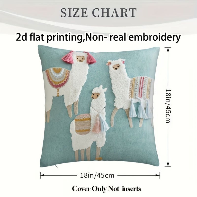 Modern 18x18 Inch Moroccan Pillow Cover With Sheep And Geometric Design - Image 3