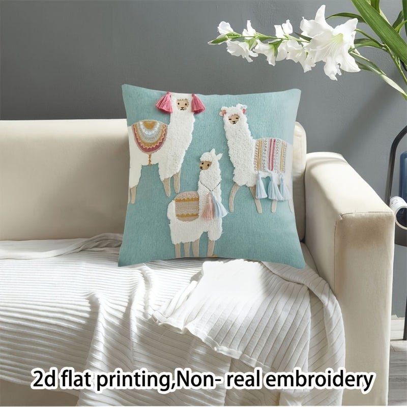 Modern 18x18 Inch Moroccan Pillow Cover With Sheep And Geometric Design - Image 5
