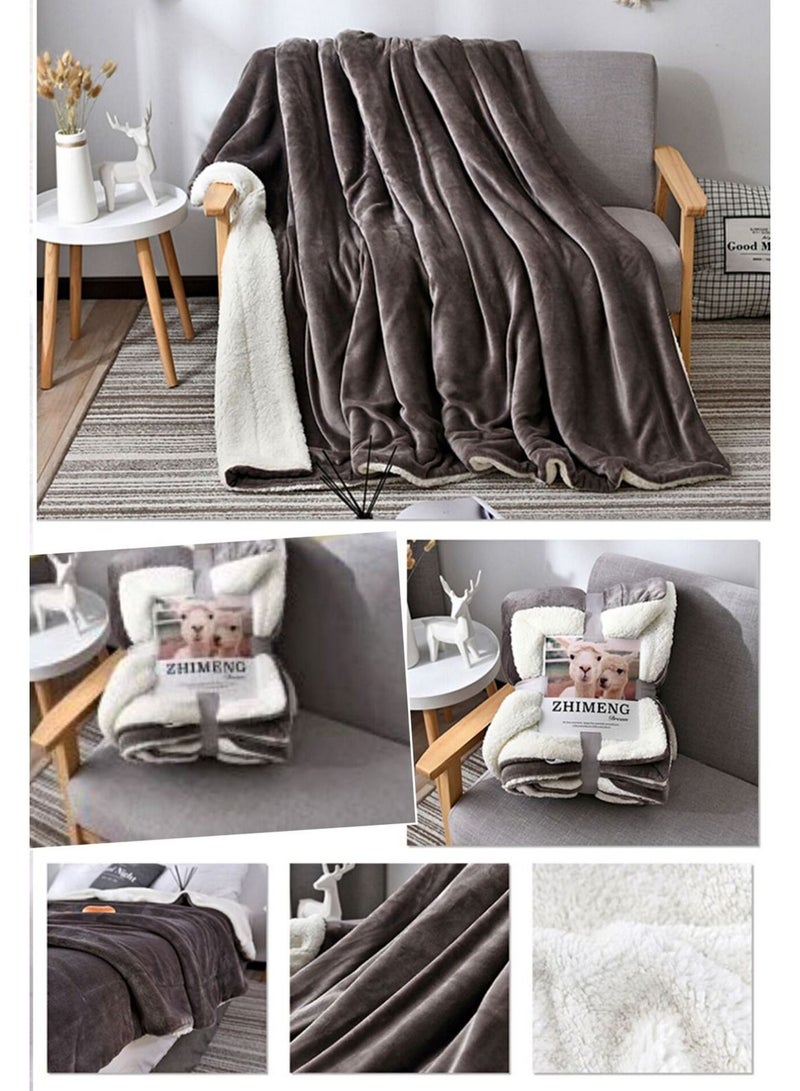 بطانية سرير شيربا مخملية ناعمة مقاس كينج رمادي 150×200 سم