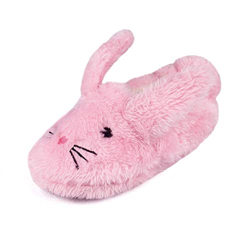 Estamico Boys Girls Plush Warm Cute Bunny House Slippers Fuzzy Indoor Bedroom Shoes for Toddler Kids Pink 9-10 M - Image 2
