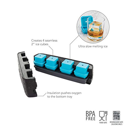 Tovolo King Cube Ice Mold System, Crystal Clear Seamless 2 Inch Cubes for Whiskey Cocktails & More - Set of 4 Molds - Image 5